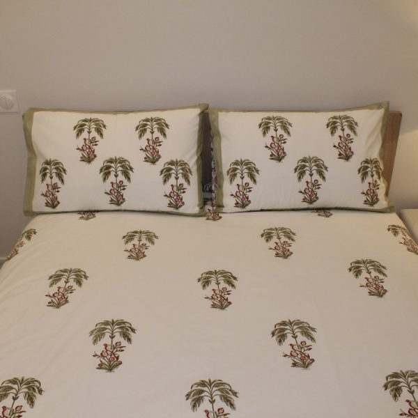 Housse de couette 2 places + 2 taies d'oreiller Blockprint Anar-e-Shirin