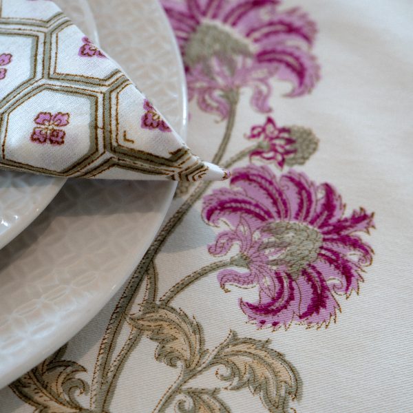 Set de table Blockprint Gulbahaar avec serviette x6