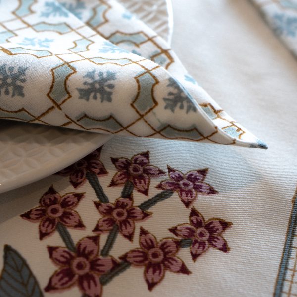 Set de table Blockprint Sham-e-Gul avec serviette x6